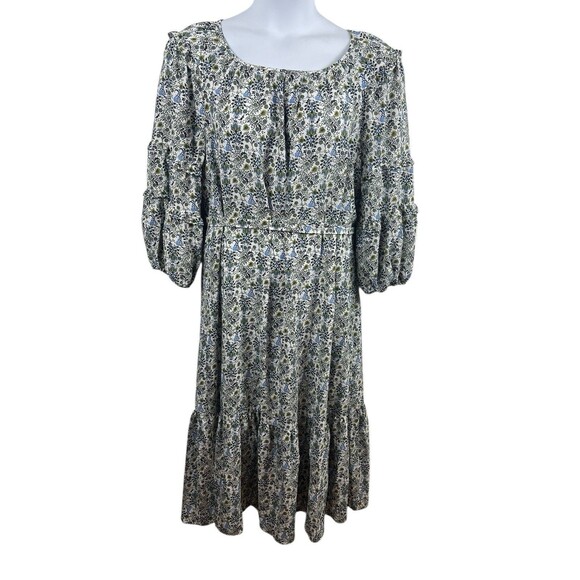 Max Studio Women’s XL Floral Midi Dress Blue Boho Peasant Style NWT MSRP $138 - Picture 1 of 15